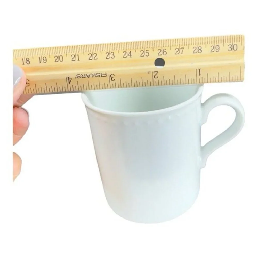 VTG Crate & Barrel Staccato White Coffee Tea Mug Cup Kathleen Willis Japan Set 2
